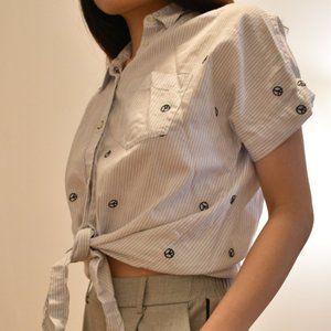 madewell short sleeve button down with front tie